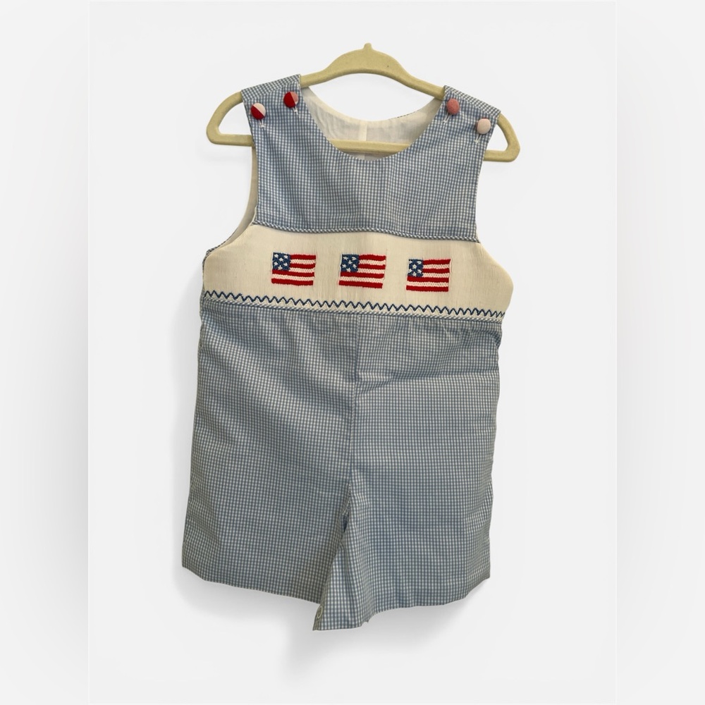 Stitchy Fish Salute the Flag Smocked Jon Jon, 9M,